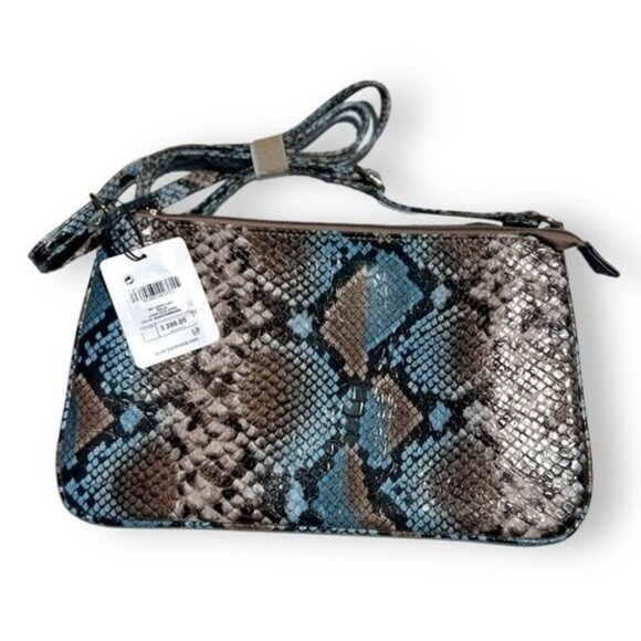 Python-Print Faux Leather Crossbody Bag With Adjustable Strap & Zipper Closure B - Picture 2 of 9